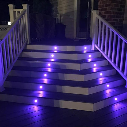 FVTLED Low Voltage Recessed RGBW Deck Light, 50pcs Φ1.22 RGB & Warm White Stainless Steel Waterproof Outdoor Step Lighting In-ground Landscape Pathway Patio Stair Decor Lamp, Black