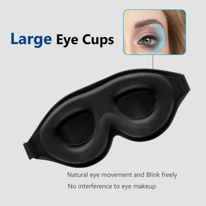 Alaska Bear Sleep Mask for Side Sleepers 2022 Headband Design, Cup-Shaped and Extra-Soft, 100 Blackout Eye Mask Shades Cover for Men and Women Home or Travel, Machine Washable, Black