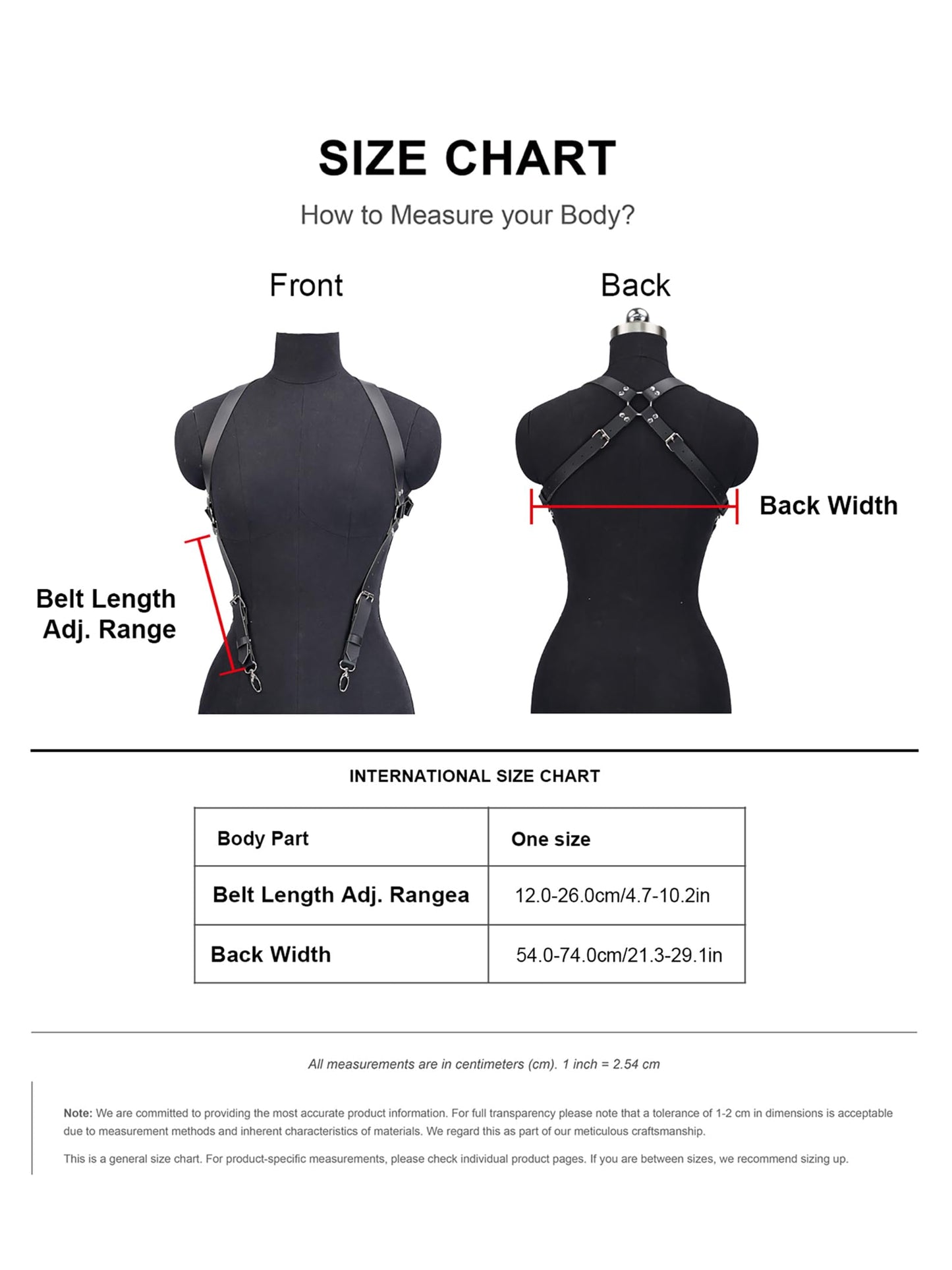 WARANDOD Adjustable Faux Leather Shoulder Belt Harness with Alloy Clips, Punk Gothic Suspender Style Fashion Accessory for Men Women(Back width 21.3–29.1 in)