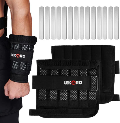 Wrist Arm Weights, Adjustable Wrist Weights, Removable Wrist Ankle Weights for Men Women, for Fitness, Walking, Jogging, Workout, Running, 1Pair 2 Pack (Max 6.6 LBS)