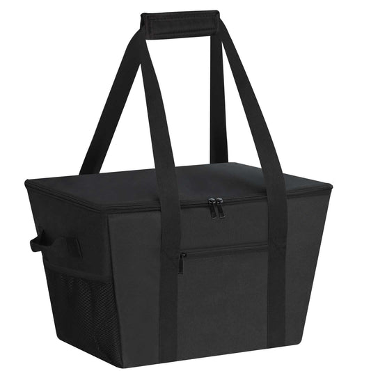 DSDCDJ Reusable Grocery Bag – Expandable Insulated Cooler Bag with Bottom Board, Collapsible Insulated Shopping Bag with Zipper & Drawstring, Heavy Duty Tote Bag for Shopping, Delivery, Picnic, Beach