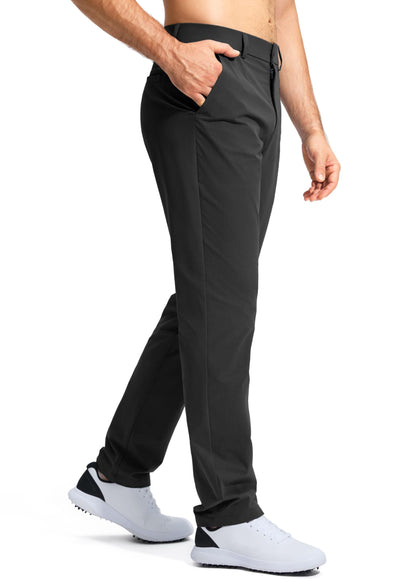 Pudolla Men's Golf Pants Stretch Work Pants for Men Dress Comfy Pants 30 Lightweight Quick Dry Casual Trousers(Black 30Wx30L)