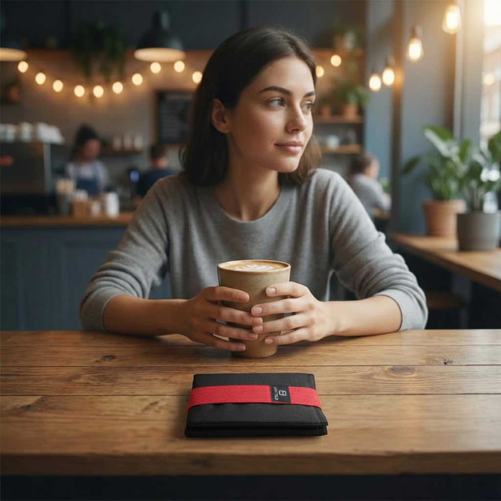 LIGHT FOLD Ultra Slim Tri-Fold Wallet with RFID Blocking, Lightweight Minimalist Men’s Wallet with Elastic Band, Waterproof Durable Nylon Fabric, Slim Front Pocket Card Holder Fits 12 Cards & Cash