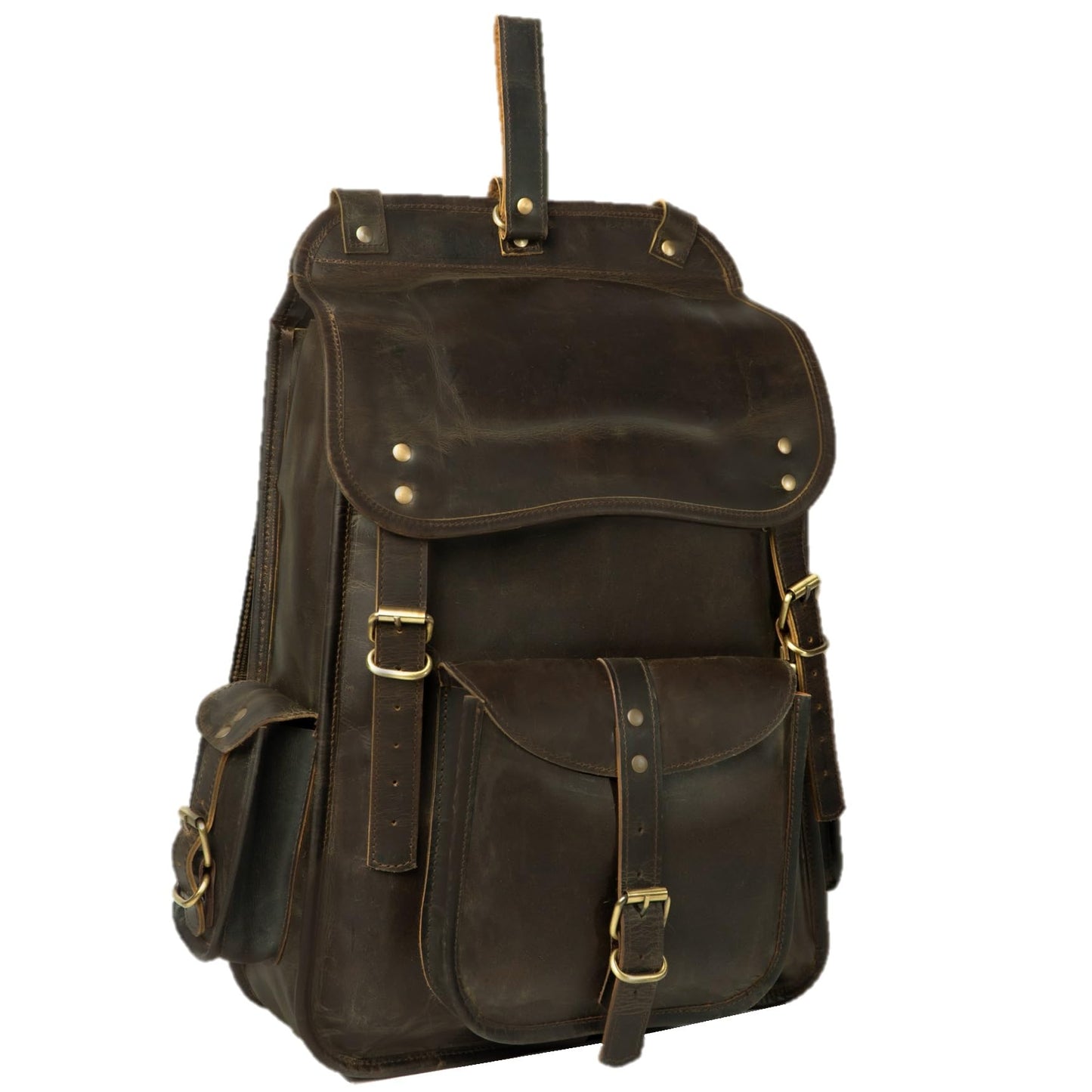Satchel And Fable Leather Backpack for Men — 21 Inch Buffalo Full-Grain Laptop Bag”