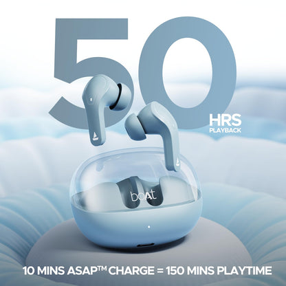 boAt Airdopes 311 Pro Truly Wireless in Ear Earbuds, Up to 50 Hrs Playtime, Dual Mics, Low-Latency Mode, ASAP Charging, IPX4, IWP Tech, BT v5.3 (Dusk Blue)