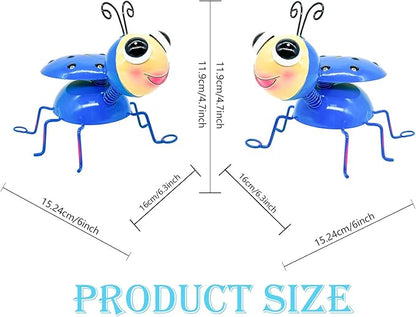 Metal Yard Art Garden Decor for Outside Cute Blue Ladybugs Lawn Patio Ornaments Backyard Decorations Garden Gifts for Mom - Set of 2