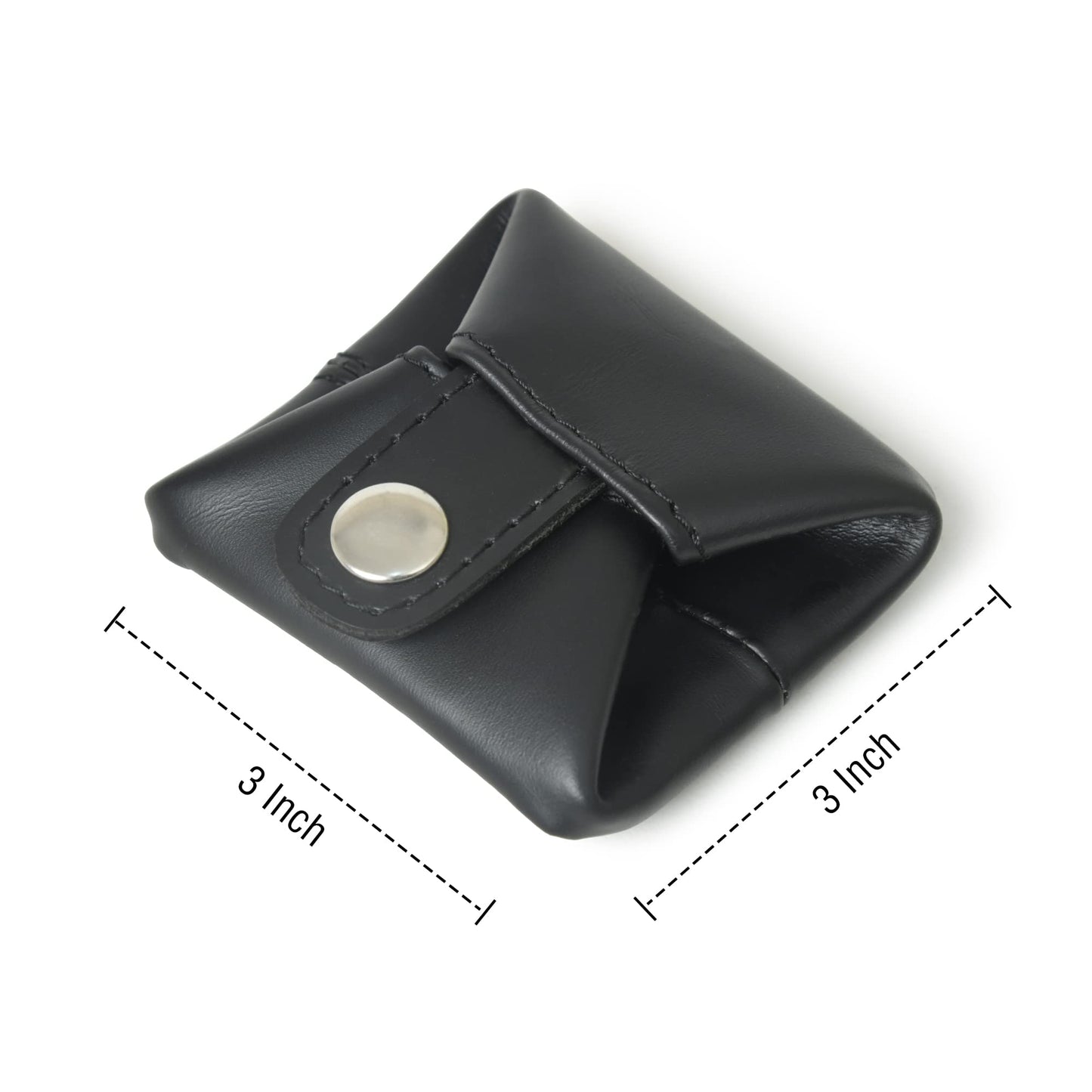Top Grain Leather Coin Pouch, Change Holder, Mini Pocket Wallet, Handcrafted Coin Purse for Men & Women (Black, Pack of 1)
