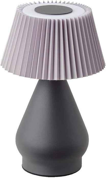 Modern Cordless Table Lamp Rechargeable, Portable LED Desk Lamp,Touch Control 3 Colors Stepless Dimming with Pleated Lampshade for Restaurant, Bedroom, Office,Outdoor Camping, Night Light (Gray)