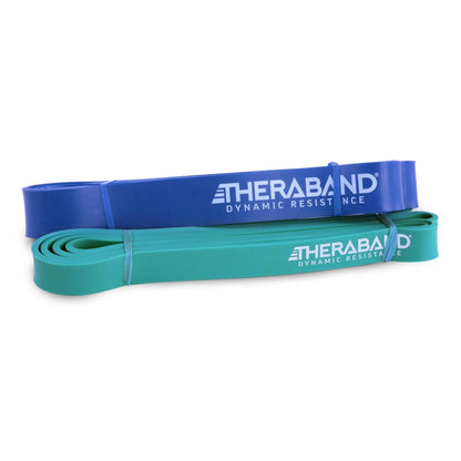 THERABAND High Resistance Bands, Set of 2 Elastic Super Bands for Improving Flexibility, Injury Rehab, & Full Body Workouts, Heavy Duty Stretch Bands for Lifting, 1 Light & 1 Medium Band