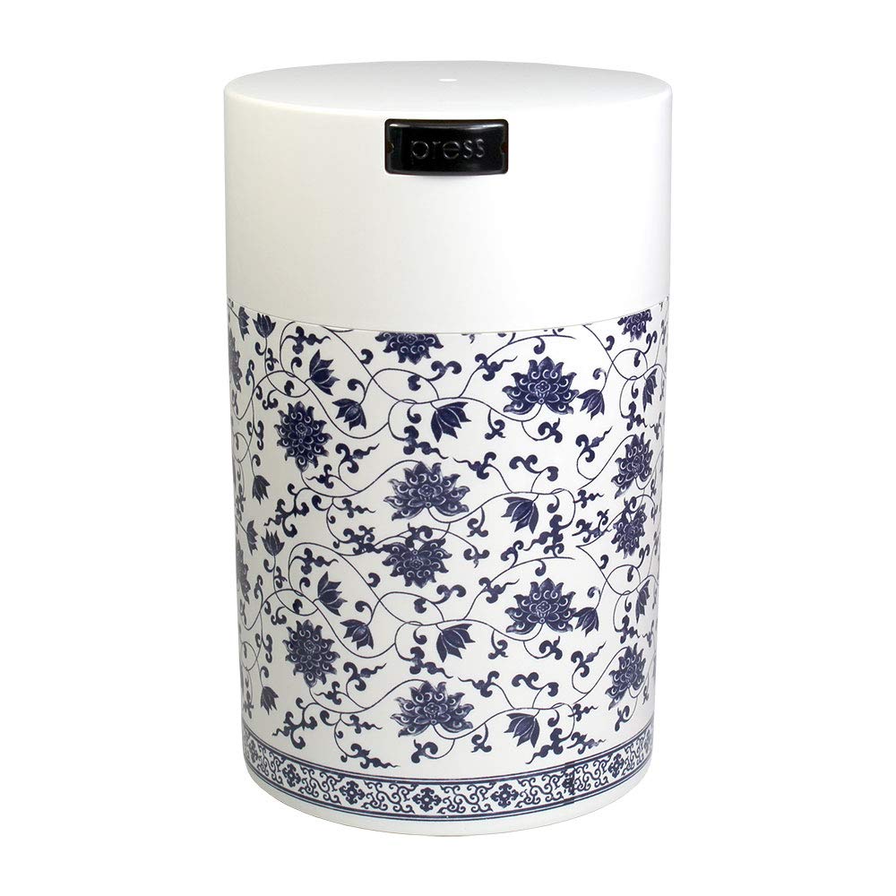 Coffeevac 1LB – Patented Airtight Container | Multi-use Vacuum Container Works as Smell Proof Containers for Ground Coffee and Coffee Bean Containers. White Floral