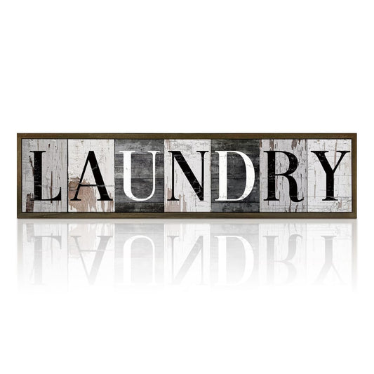 Vintage Laundry Sign, Farmhouse Laundry Signs and Plaques, Tabletop Decor, Wall Decoration for Laundry Room, Washing Room Decors, Housewarming Decor, Framed Wooden Box Sign 17.8x4x1.2 inches