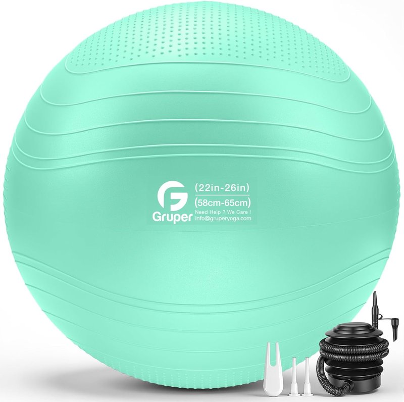 Yoga Ball - Extra Thick Non-Slip Exercise Ball for Workout, Balance & Pregnancy | 4 Sizes with Quick Pump & Guide