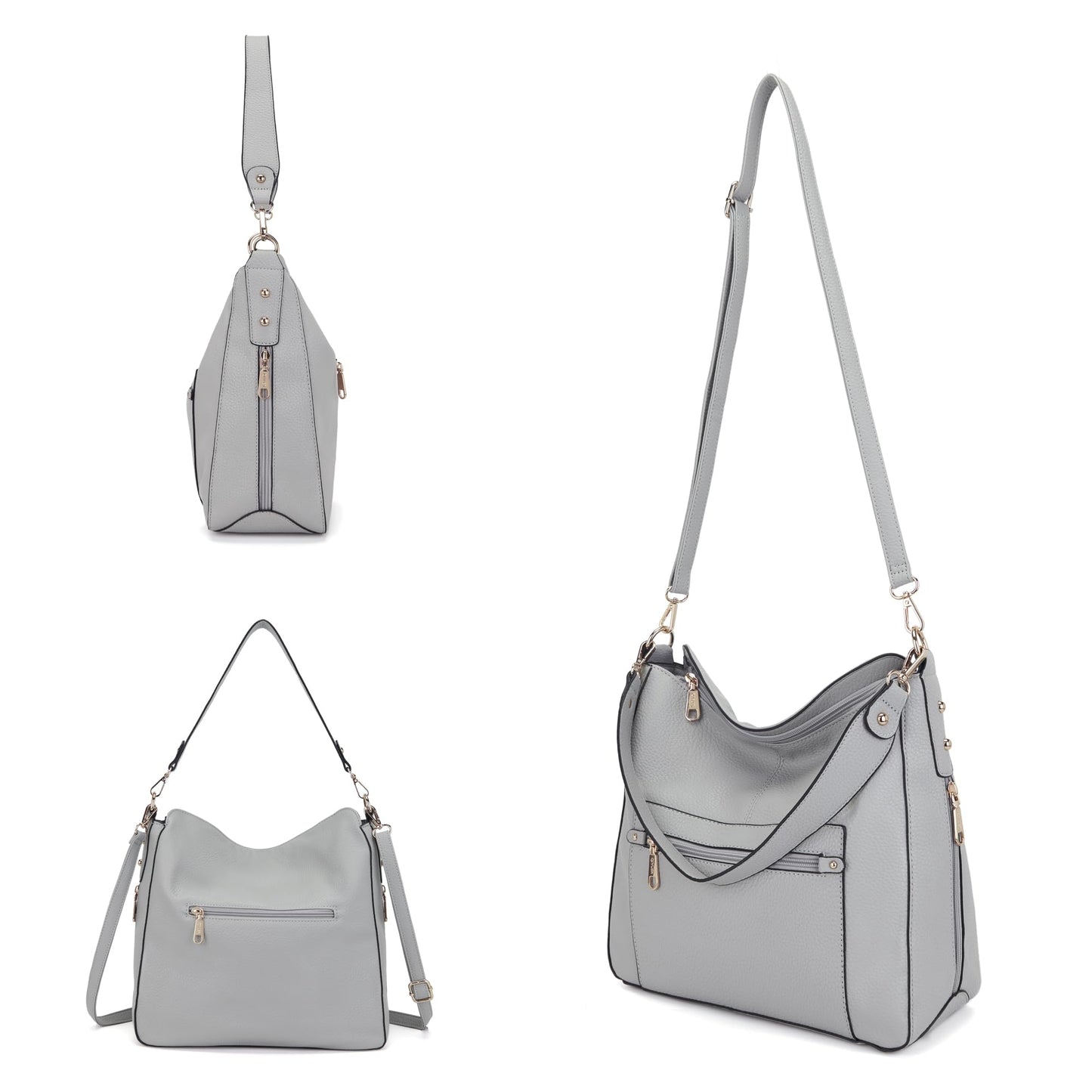 Large Crossbody Purses Set For Women Shoulder Bag Tote Handbags Ladies Hobo Bags With Wallet 4PCS Grey