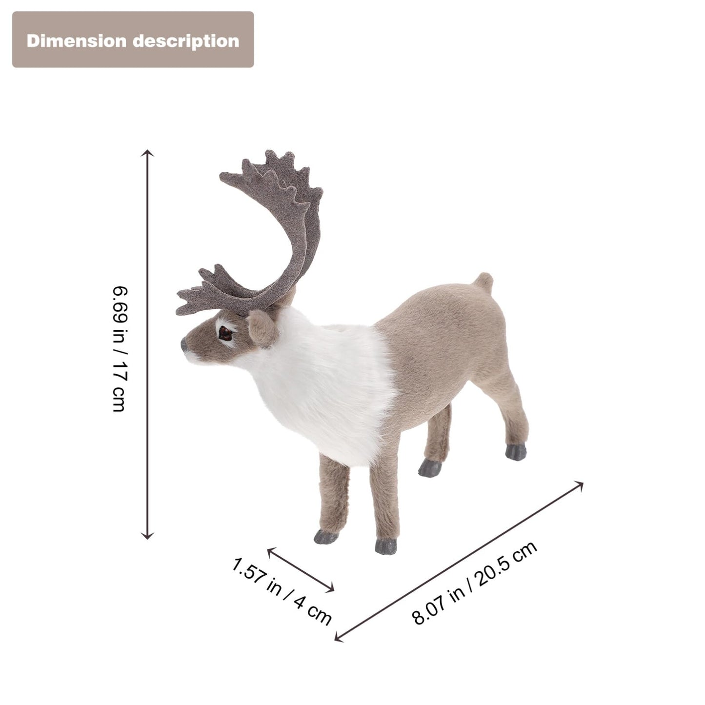Luxshiny Realistic Reindeer Figurines Standing Deer Statue Mini Christmas Elk Sculpture Holiday Desktop Ornaments for Xmas Party Decoration