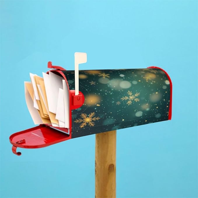 Festive Magnetic Mailbox Cover Snowflake Winter Outdoor Mailbox Protector Holiday Seasonal Decorative Garden Yard Home Standard Size 21 x 18 Inch
