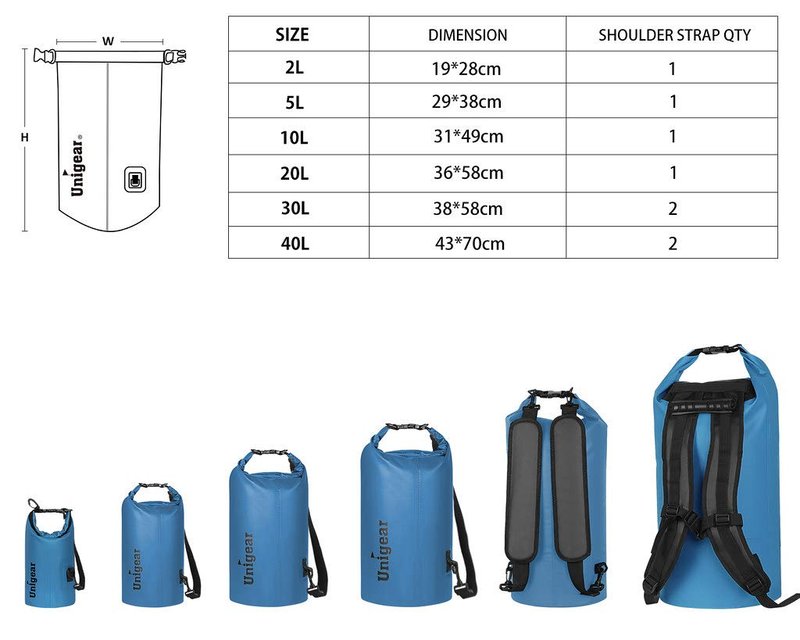 Unigear Dry Bag Waterproof, Floating and Lightweight Bags for Kayaking, Boating, Fishing, Swimming and Camping with Waterproof Phone Case (Sky Blue, 2L)