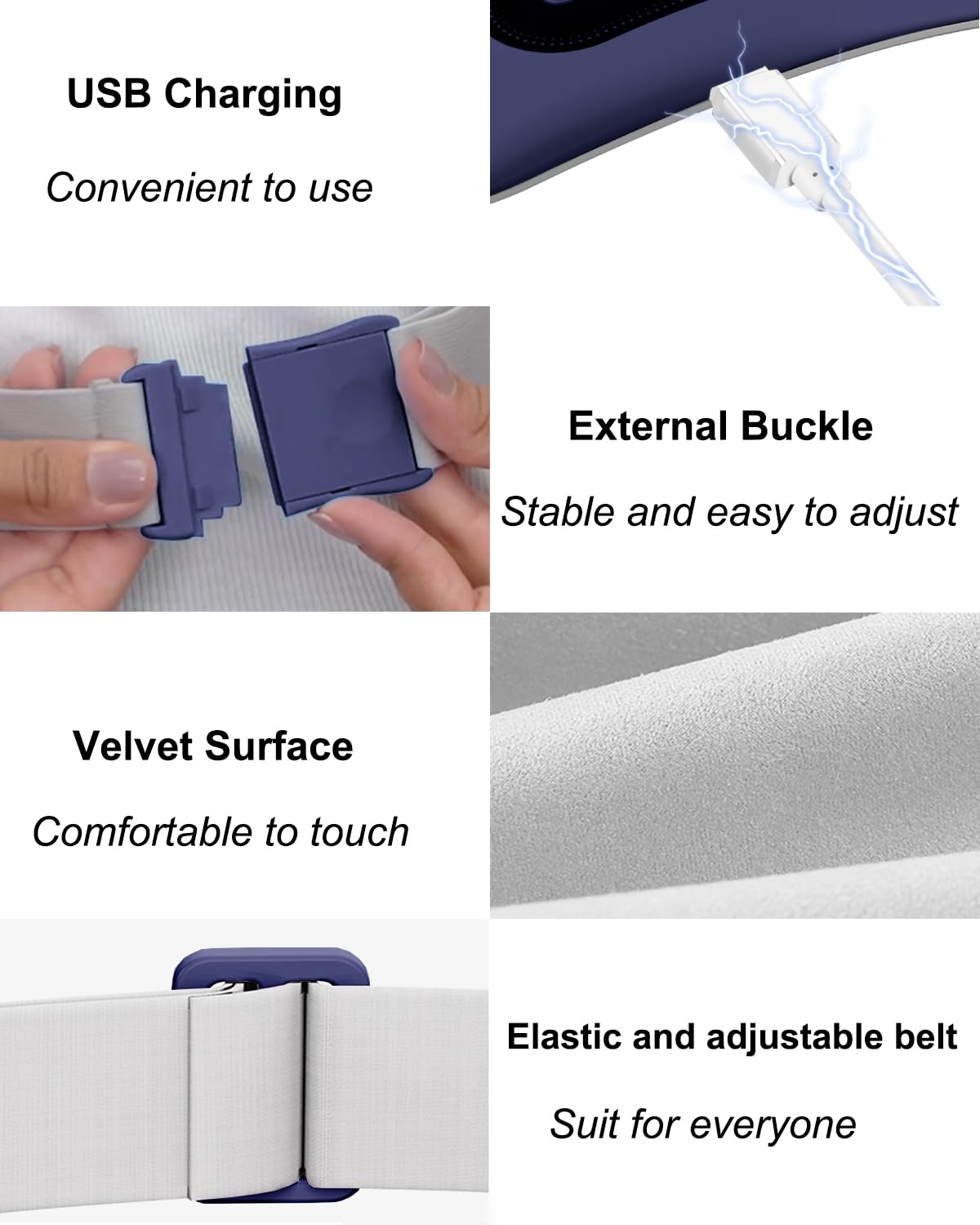 Electric Heating Pad, Portable Cordless Menstrual Heating Pad with 4 Heat Levels and 4 Massage Modes, Fast Large Heating Belly Wrap Belt for Cramps, Back Pain Relief Gifts for Women Girls Her(Black)