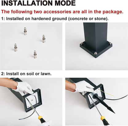 Pathway Lights Post Lights IP55 Waterproof Outdoor Lamp Post Lawn Light Floor Lamp E26 Lampholder Hardwired Suitable for 12V / 24V / 120V Voltage（16in, Black）