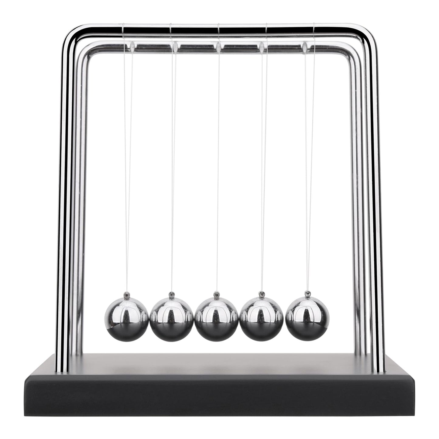 SEVNPRIME 5 Large Beads Newton's Cradle Balance Balls Desk Toys Office Decorations with Black Wooden Base Desk Balance Balls Fun Science Physics Toys for Office/Bedroom/Living Room