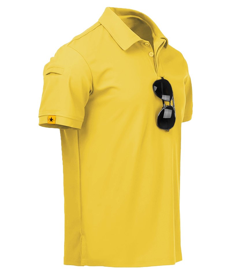 ZITY Mens Polo Shirt Short Sleeve Sports Tactical T-Shirt Athletic Golf Polos Daily Casual Stylish Collared Shirts for Men Pale Yellow Medium