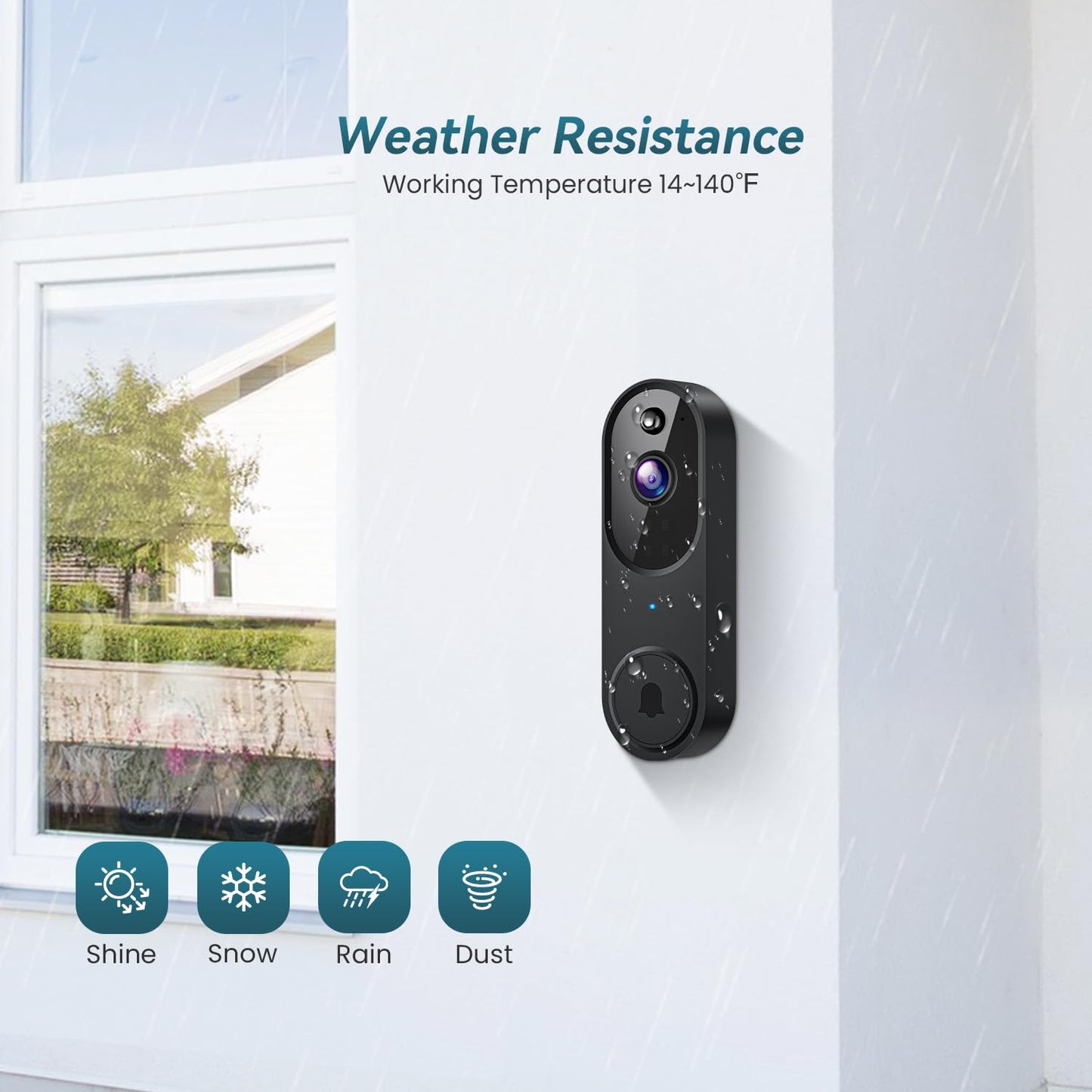 Orbitell Wireless Wi-Fi Video Doorbell Camera with Two Way Audio, AI Motion Detection, Night Vision and Cloud Storage, 2.4G Wi-Fi only
