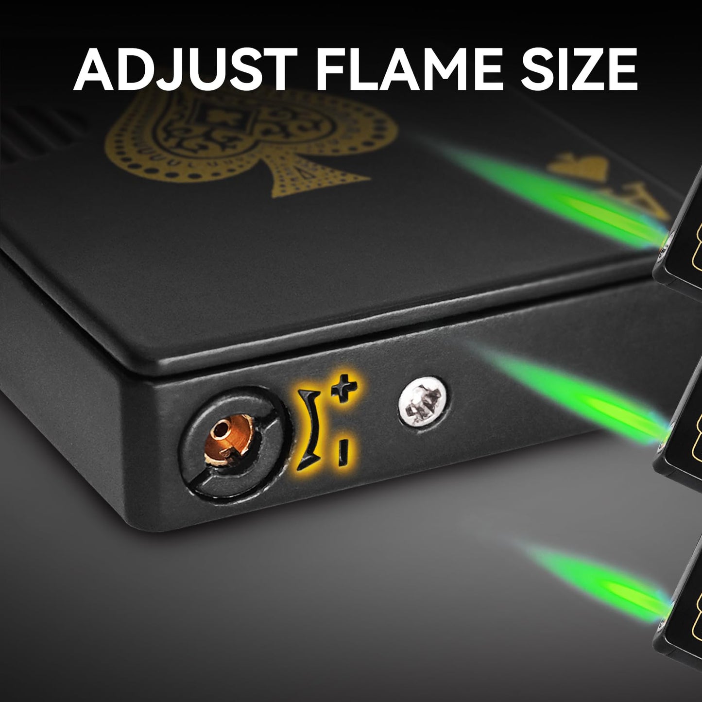 Zoocura 2 Pack Jet Torch Lighter Ace Card Lighter Green Flame Refillable Butane Lighter Ace of Spades Cool Lighter Adjustable Windproof Poker Lighter Playing Cards Pocket Lighter (Without Gas)