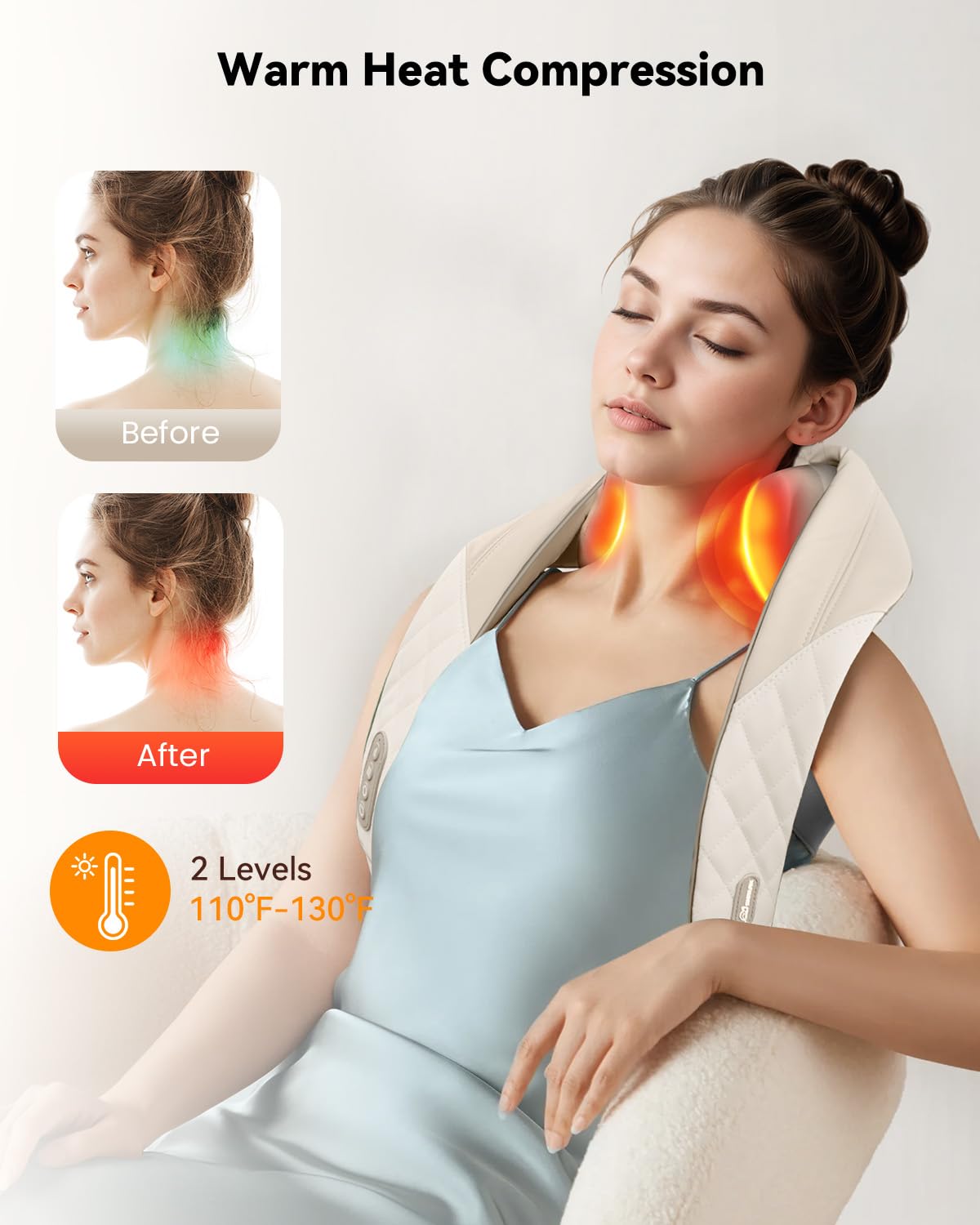 Snailax Neck Massager for Pain Relief Deep Tissue, Neck Massage with Heat, Cordless Massager for Back and Shoulder Pain, Deep Kneading Back Massager, Gift for Mom Dad