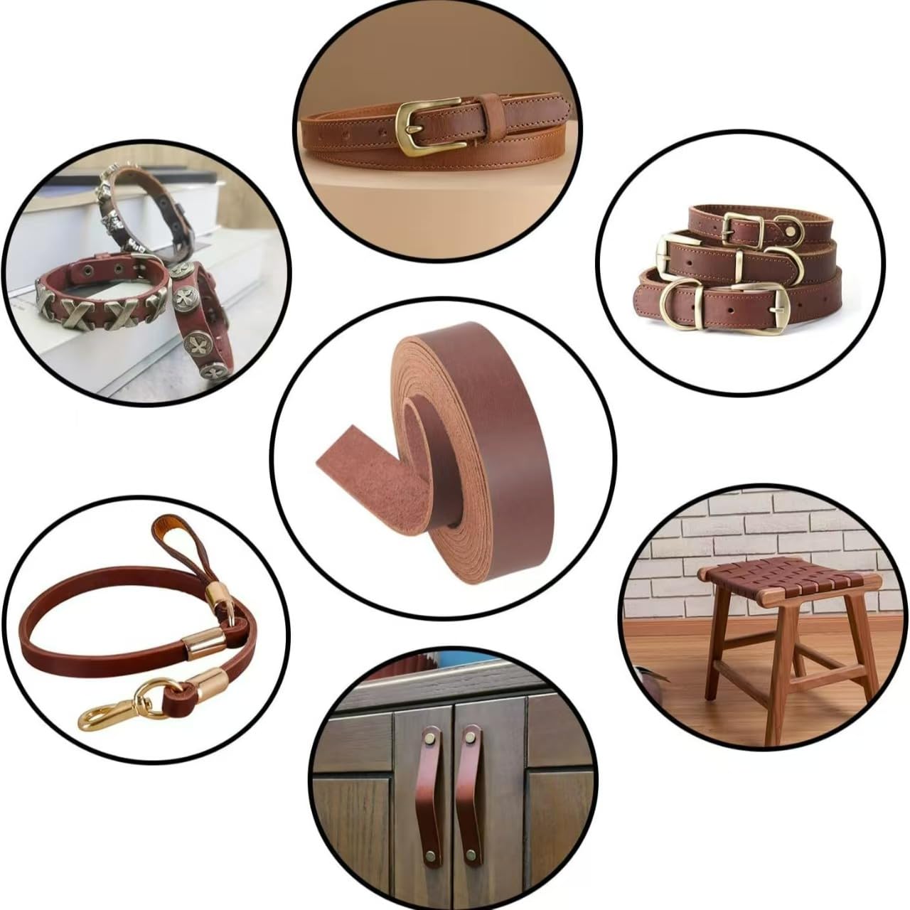 Premium Leather Strap, Brown Genuine Leather Strips, Heavy-Duty Leather Strip 4-5 Millimeters Thick (10-12.5 Ounces), Full Grain Leather Strips for Crafts(Brown 2.36"× 80")
