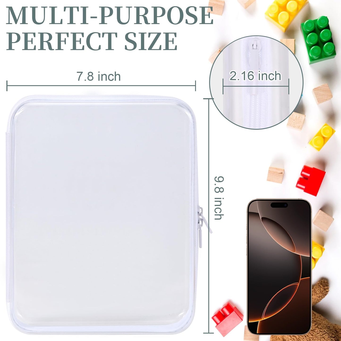 YOPCDJ 3 Pack Clear Hard Shell Zipper Case, Clear Zipper Pouches Waterproof Makeup Organizer & Travel Toiletry Bag, Diaper Bag Organizing Pouches, Plastic Pouch for Office Home Storage, Large Size
