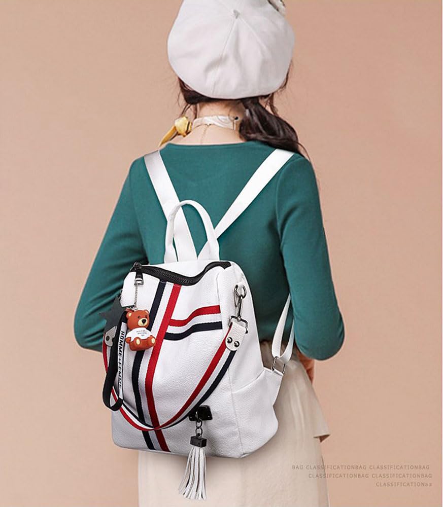 Taremoci Fashion PU Leather Backpack Purse for Women Travel Backpack Bag with Tassel Ladies Shoulder Handbags Casual Daypack