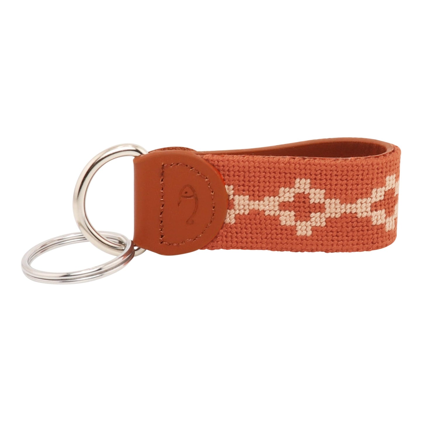 Huck Venture Leather Hand-Stitched Needlepoint Key Fob or Key Chain (Argentine)