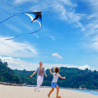 Mint's Colorful Life Delta Kite for Kids & Adults, Easy to Fly Kites with 2 Ribbons and 300ft Kite String, Best Kites for Beginner(Blue)