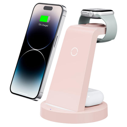 3 in 1 Charging Station for iPhone, Wireless Charger for iPhone 17 16e 16 15 14 13 12 11 X Pro Max & Apple Watch - Wireless Charging Station for AirPods 4 3 Pro