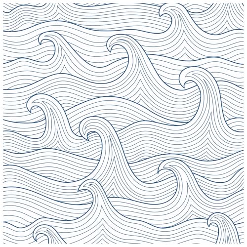 Okydoky Peel and Stick Wallpaper, Modern Wave Self-Adhesive Wall Paper, Blue Removable Wallpaper, Contact Paper for Bedroom Cabinet Bathroom Decoration 17.3"x118", No.96141-1-3