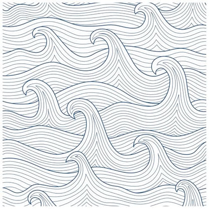Okydoky Peel and Stick Wallpaper, Modern Wave Self-Adhesive Wall Paper, Blue Removable Wallpaper, Contact Paper for Bedroom Cabinet Bathroom Decoration 17.3"x118", No.96141-1-3