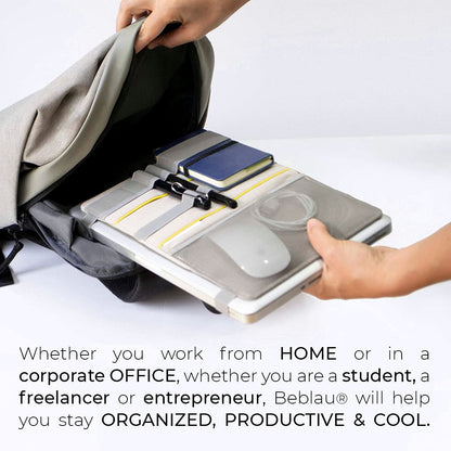 Beblau FOLD Portable TECH Organizer attachable to your Devices | Desk Sleeve | Gadget case | Working from Home Essentials | Laptop accessories | Backpack Insert | Portfolio |