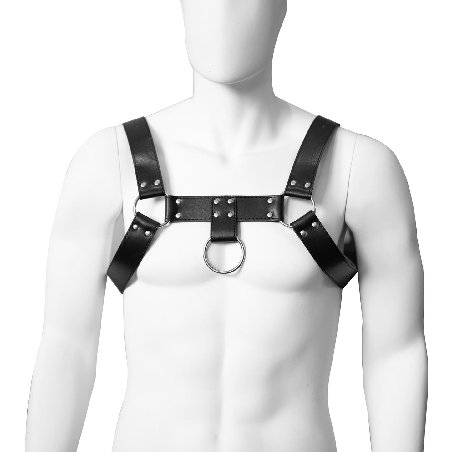 Handmade Punk Men's PU Leather Harness - Adjustable Straps with Alloy Buckles, Unique Gothic Fashion Accessory (Quick-release buckle)