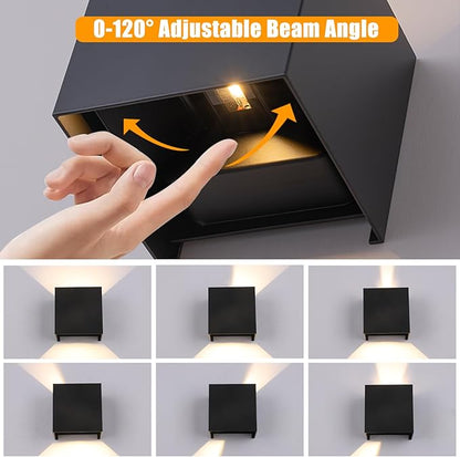 4 Pack Outdoor Wall Sconces Exterior/Interior LED Wall Lights, 4.72"Square Modern Wall Sconce Fixture Set, Up and Down Lights IP65 Outdoor Waterproof Lights, 20W Warm Light 3000K Indoor Sconce.