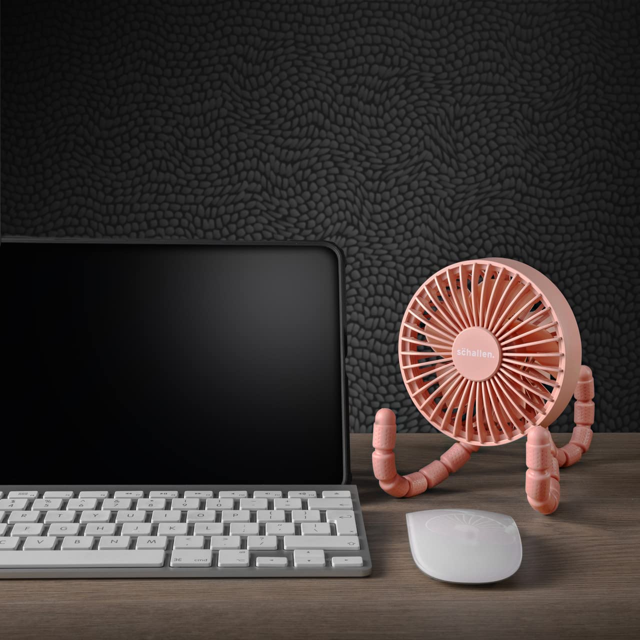 Schallen Rechargeable 4 Way Portable Lightweight Fan for Pram Fan, Car Seat, Desk, Office, Travel Fans | Clip on, Handheld, Tripod & Phone Holder (Pink)