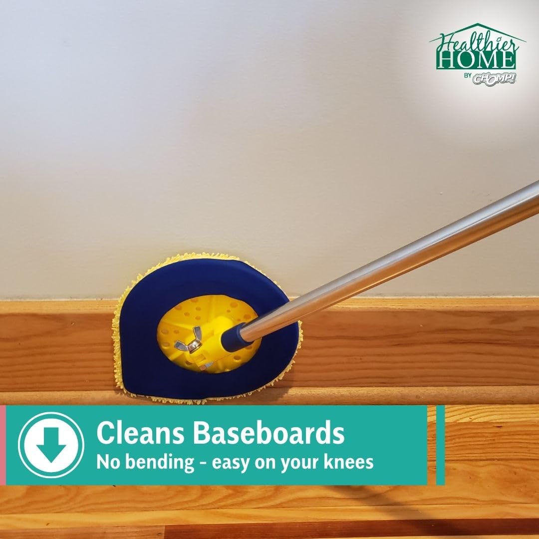 CHOMP Long Handle Wall Cleaner, 5 Minute CleanWalls Extendable Wall Washer, Ceiling Cleaner, Baseboard Duster, Telescoping Dry Dust and Wet Wash Cleaning Mop with Washable Microfiber Pad