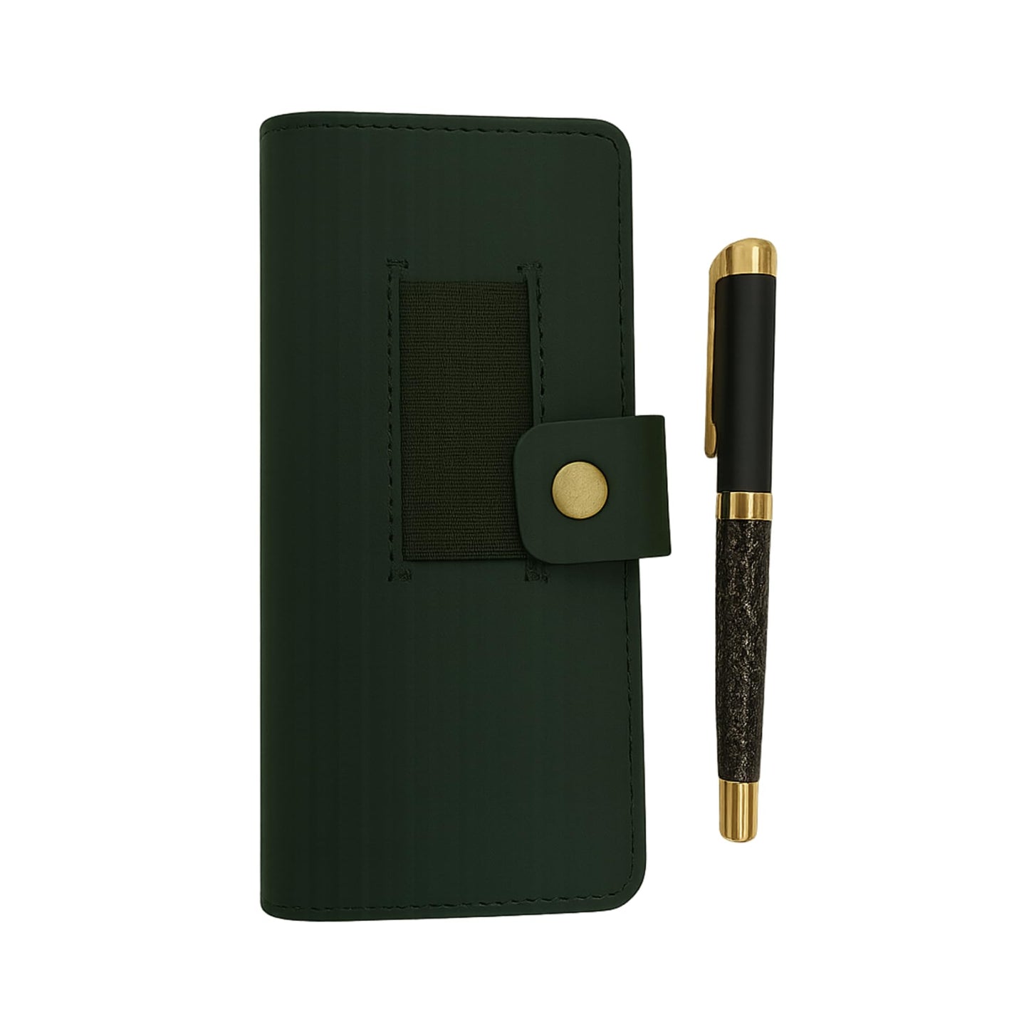 CestAntiQ, Distressed Leather Checkbook Cover with Pen Holder Full Grain Green Leather Check Book Cover for Personal or Duplicate Checks Executive Checkbook Wallet for Men Women Slim Gift Organizer