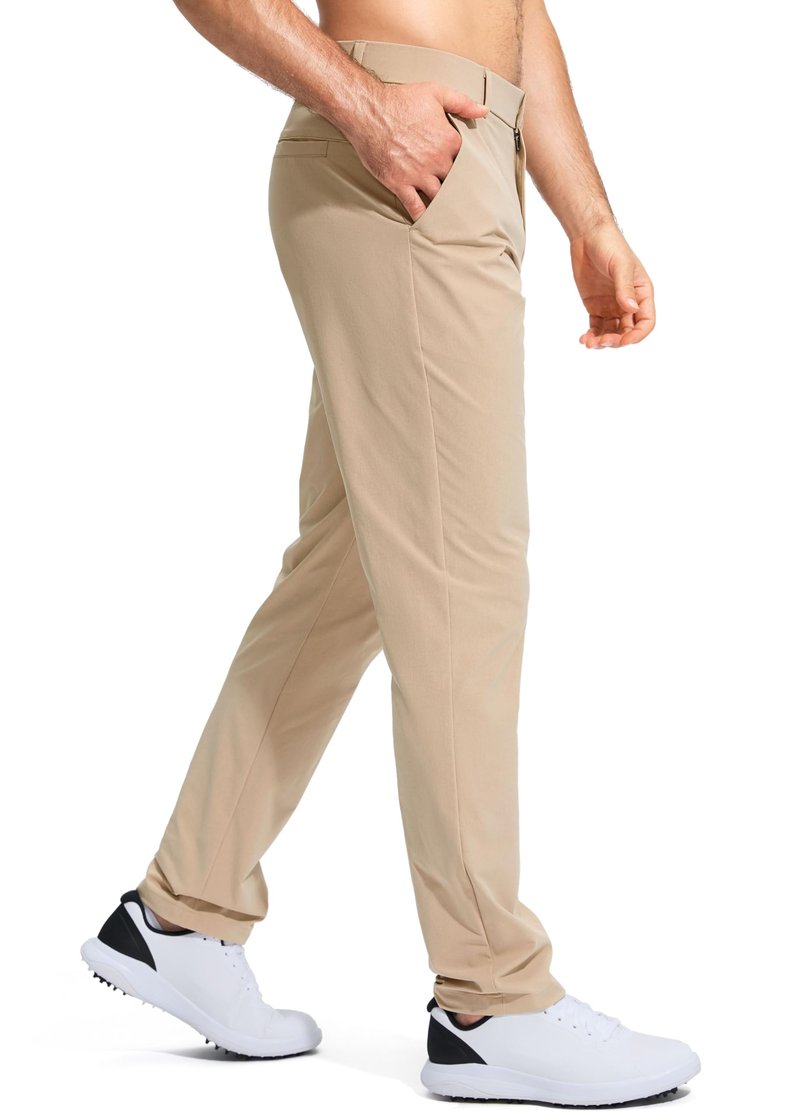 Pudolla Men's Golf Pants Mens Stretch Dress Pants 32 Lightweight Quick Dry Casual Slacks Work Pants with Pockets(Khaki 40Wx32L)
