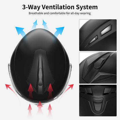 Bluetooth Motorcycle Helmet FreedConn BM12 DOT Full Face Bluetooth Helmets Motorcycle Dual Visor Helmet with Integrated Intercom System/ 2~3 Riders Pair/ 500M/ FM/ MP3/ Voice Dial (Multi-Color, XXL)