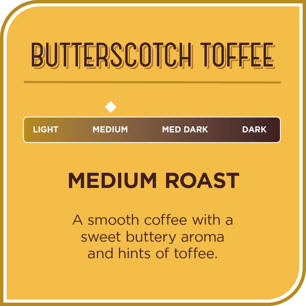 Don Francisco's Butterscotch Toffee Ground Flavored Coffee: Rich 100% Arabica Beans with Sweet Buttery Aroma - Family-Crafted for Delightful Mornings (12 oz Can)