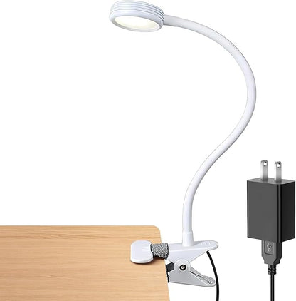 LEPOWER Clip on Light/Reading Lights/Book Light Color Changeable/Night Lights Clip on for Desk, Bed Headboard and Computers, Adapter Included (White)