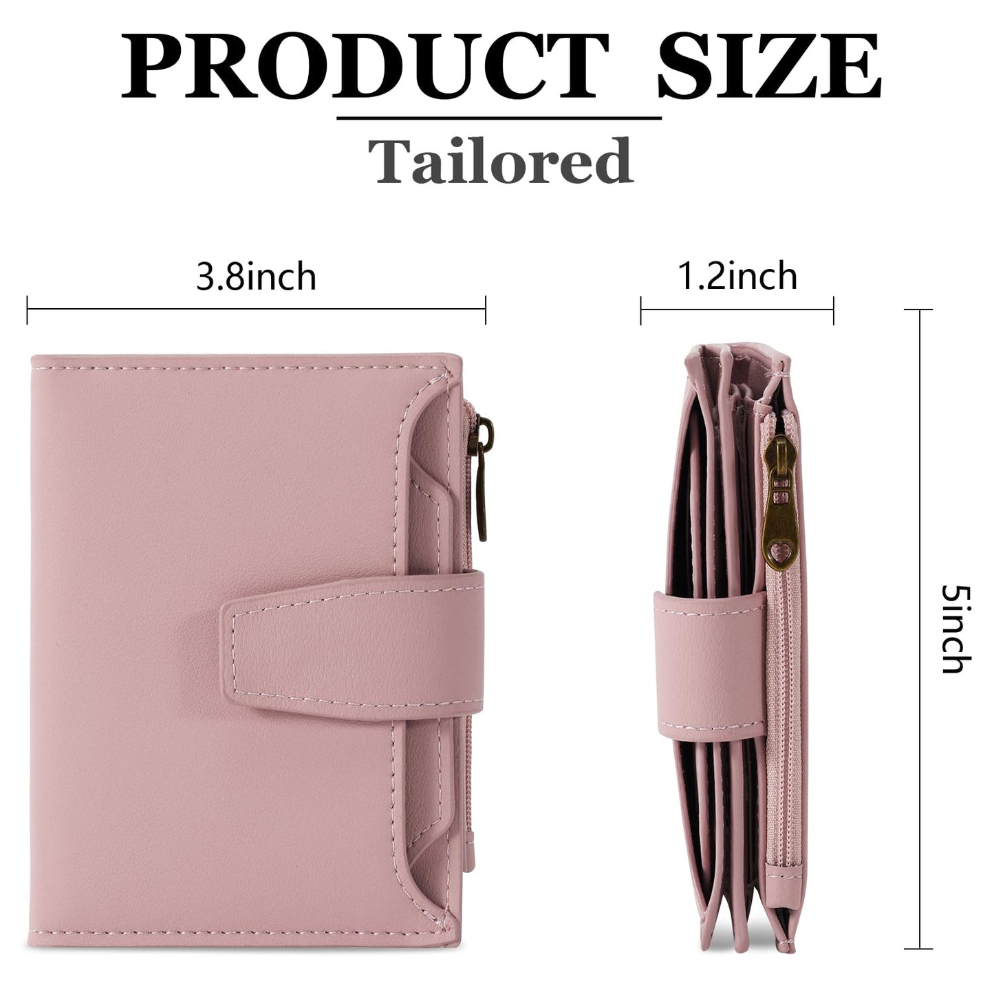 Airkit Small Wallet Women RFID Blocking Soft Leather Bifold Compact Card Holder Wallet for Women with Zipper Coin Pocket 4 ID Window