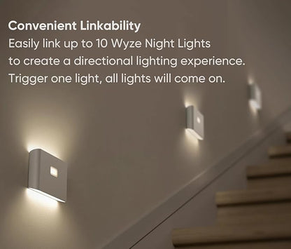 Wyze Lifestyle Rechargeable Night Lights with Dusk to Dawn & Motion Sensors, Warm & Soft White Stair Lights for Bathroom, Hallway, Linkable, Magnetic Mount, 6 Pack