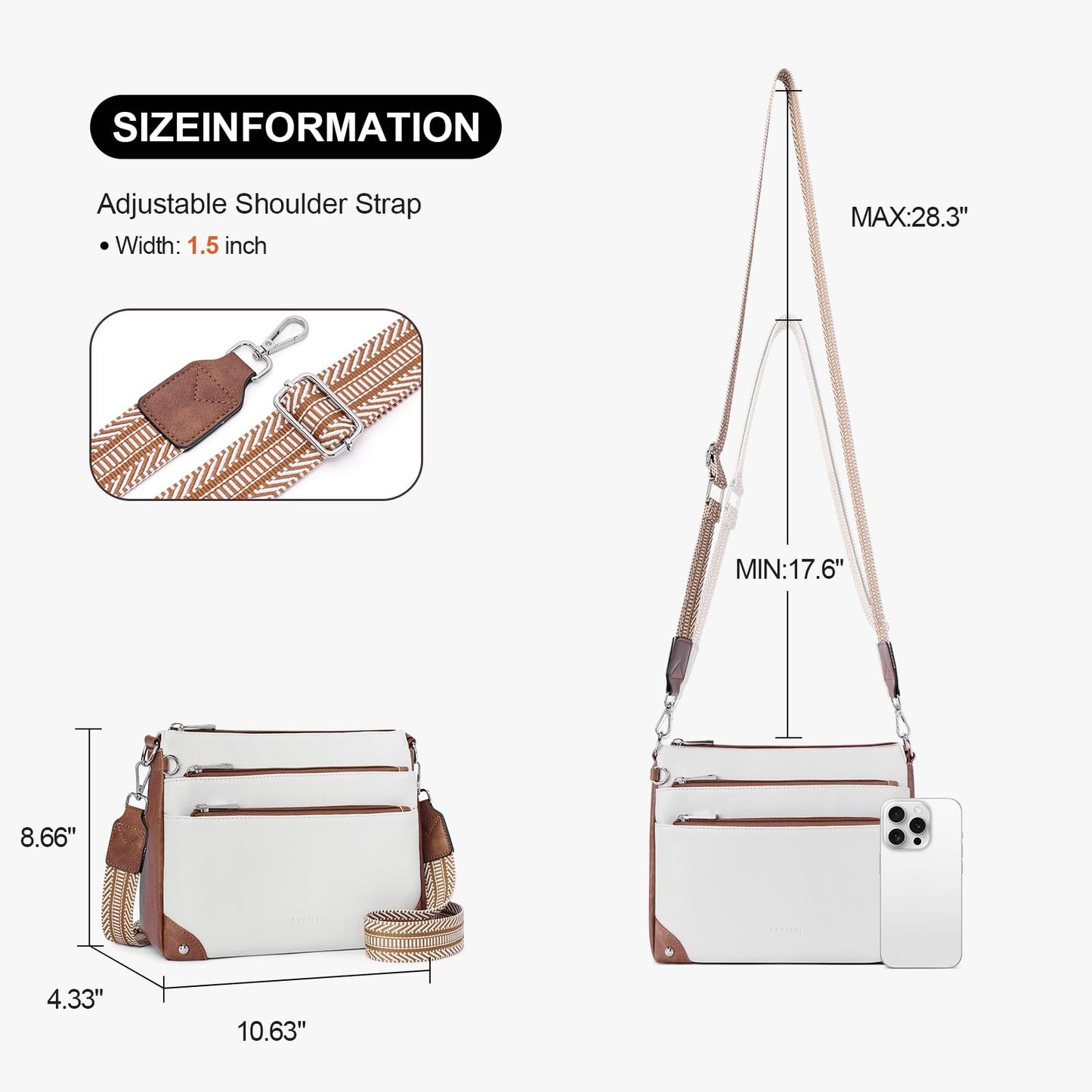Lexiyat Crossbody Bags for Women Rfid Travel Crossbody Purses Leather Roomy Handbags Medium Shoulder bag with Adjustable Strap Beige