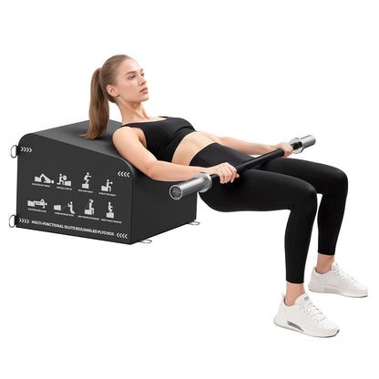 HANDBODE Hip Thrust Bench, Multi-Functional Slip-Free Hip Thrust Machine for Glute Bridge, Box Jump, Push-Ups, Squat, Ab Exercise, Suitable for Home & Gym, Includes 6ft Olympic Bars