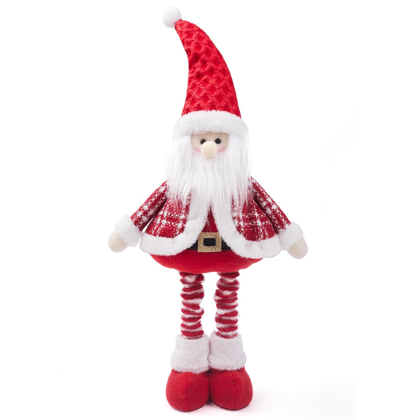 JIAHG Christmas Decorations Standing Fabric Santa Claus Snowman Reindeer with Stretchy Legs Christmas Tree Party Favors for Home Office Tabletop Fireplace Shelf Figurine Xmas Decor Ornaments
